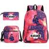 3 Piece School Backpack Set for Students Large Capacity Oxford Cloth Schoolbag with Shoulder Strap and Pencil Case