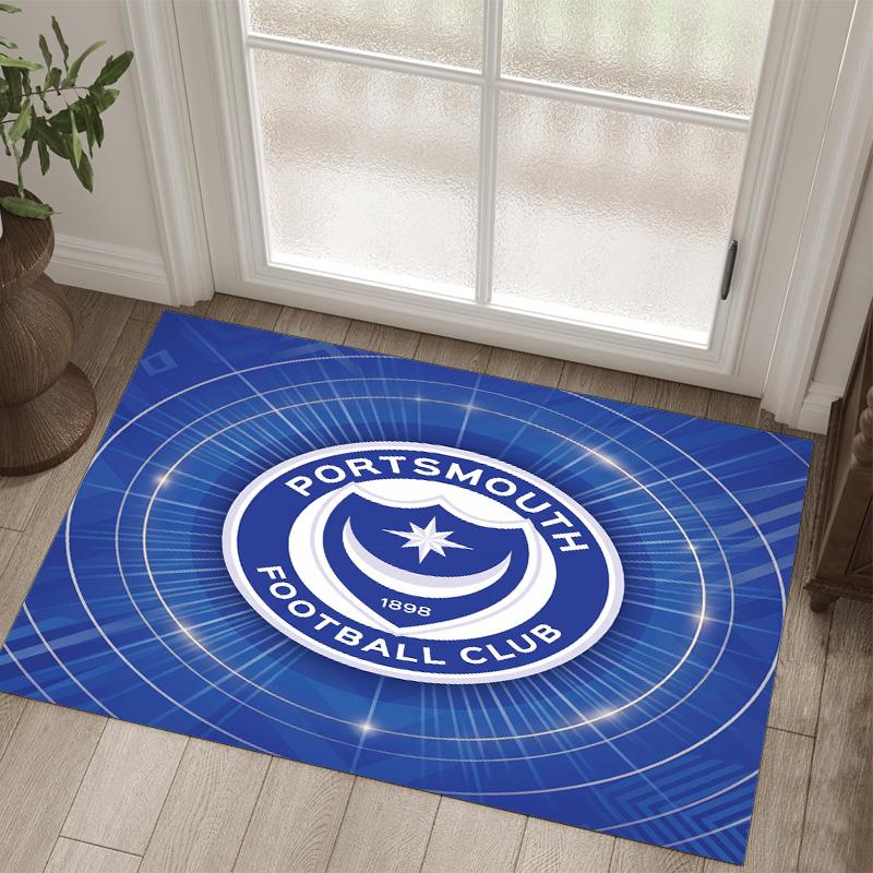 Portsmouth FC Design Crystal Velvet Carpet Cozy Non?Slip Printed Rug For Bedroom Living Room Entrance