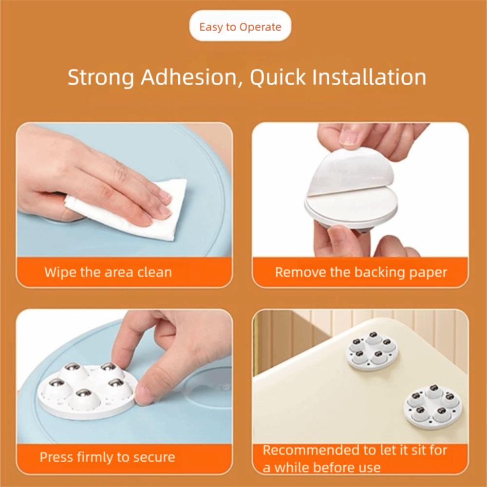 4pcs 5 Beads Self Adhesive Caster Wheels 360° Rotating Furniture Casters Wheels Furniture