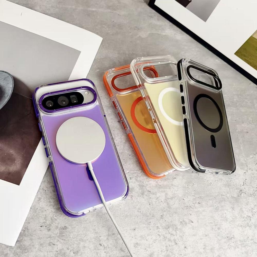 Metal Lens Laser Magnetic Case For Google Pixel 10 9 Pro XL Frosted Translunt Wireless Charging Hard PC Cover