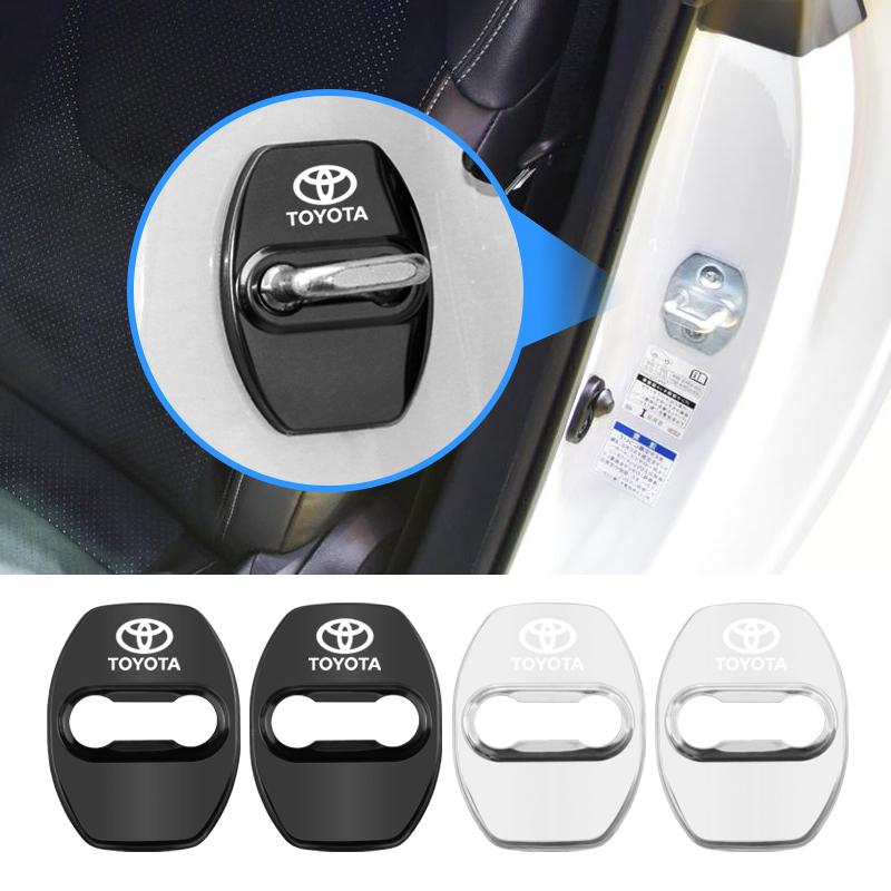 4pcs Car Door Lock Cover Protection Case  For Toyota GRsport Crown Hilux Aygo Yaris Corolla Rav4 CHR Auris Cruiser Sticker