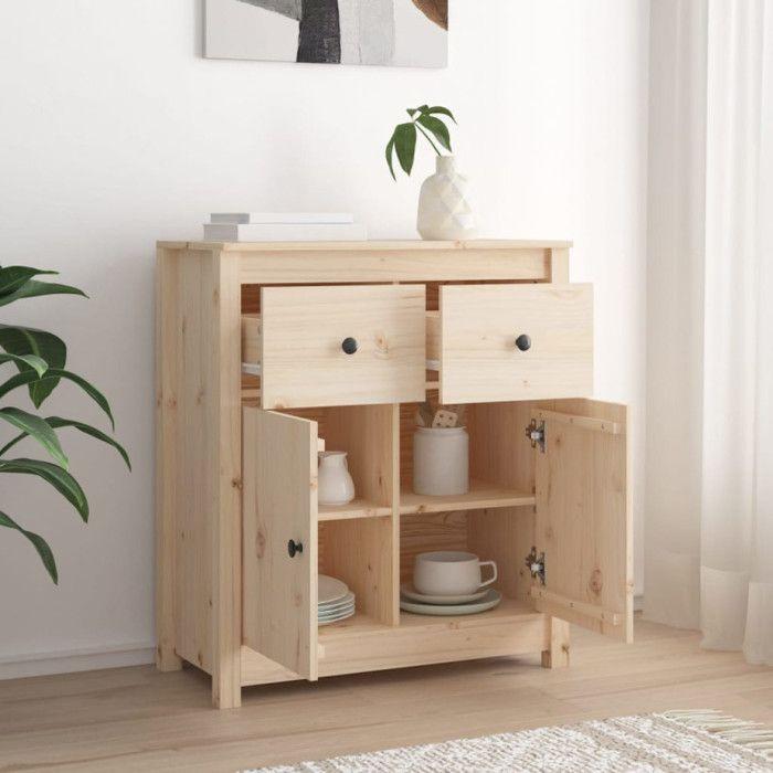 Low Buffet - Solid Wood - 70x35x80 Cm - Brown - Large Storage Space - Ideal for Living Room