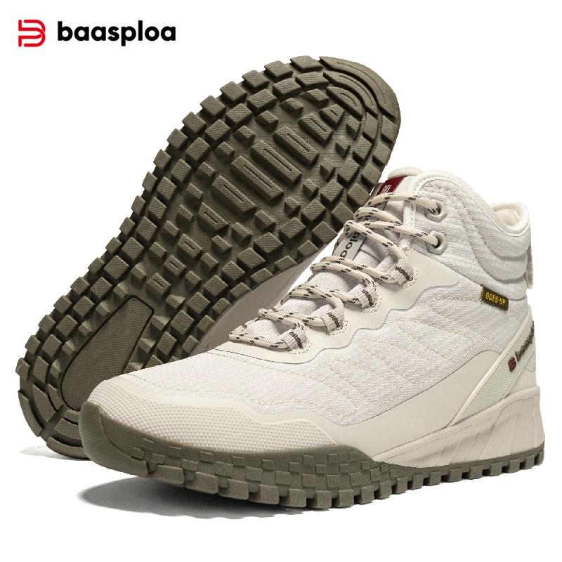 BAASPLOA Women's Winter Waterproof  Warm Plush New Women's Cotton Shoes Winter High Top Cotton Shoes Snow Boots Outdoor Hiking Boots