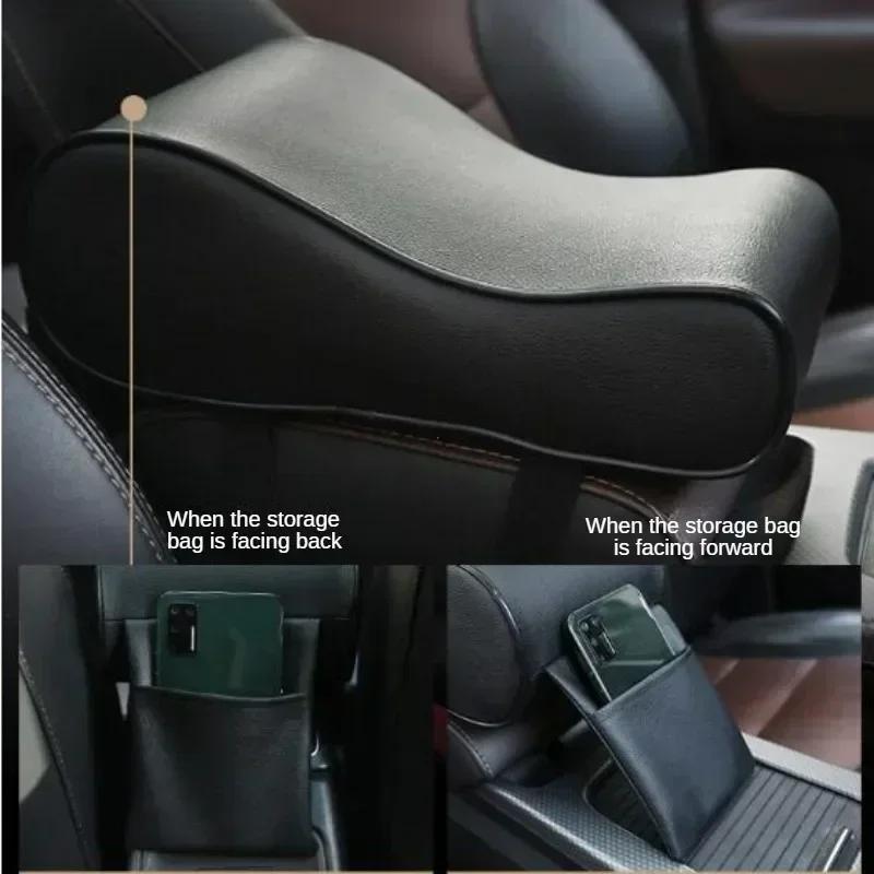 Cuero Reposabrazos Central de Coche Almohadilla Suave Negro Reposabrazos Consola Central de Auto Asiento Caja Estera Cojín Cubierta Almohada Vehículo Protector