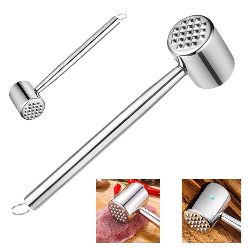 Stainless Steel Meat Tenderizer Mallet Heavy-Duty Kitchen Tool for Tenderizing Beef Chicken Pork and Steak Ideal for Cooking