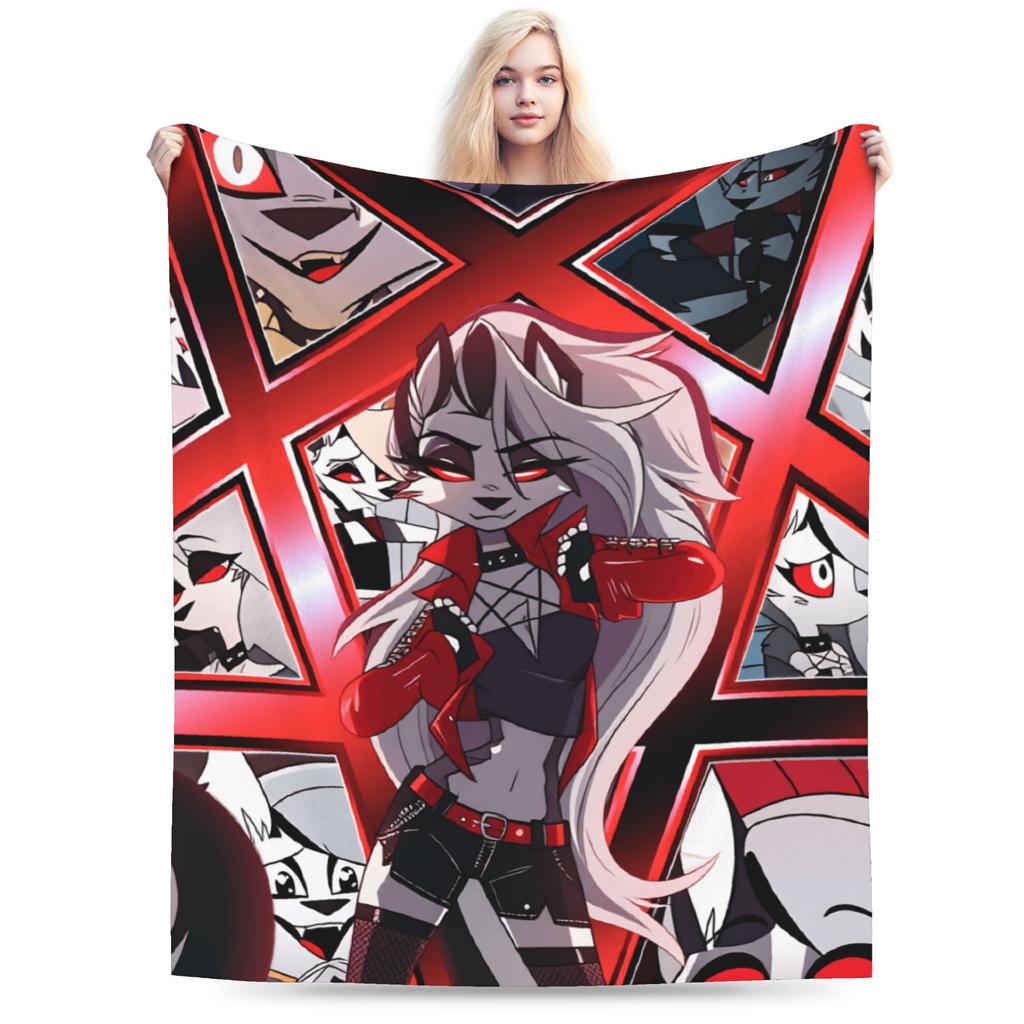 Blitzo Plush Blanket Kids Helluva Boss Flannel Throw Blanket For Living Room Warm Soft Custom DIY Quality Bedspread Gift