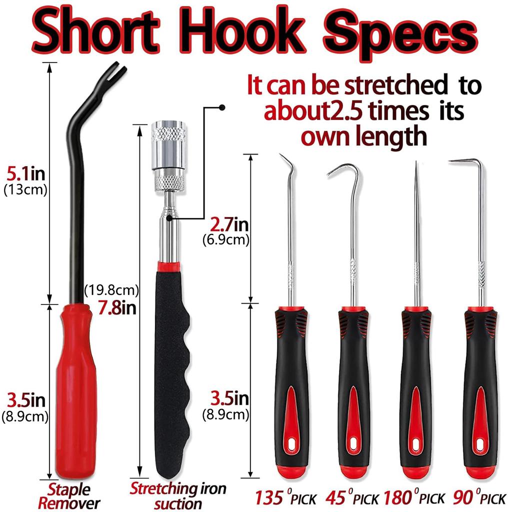 11Pcs Precision Picker And Hook Kit With Scraper And Magnetic Telescopic Toolbox