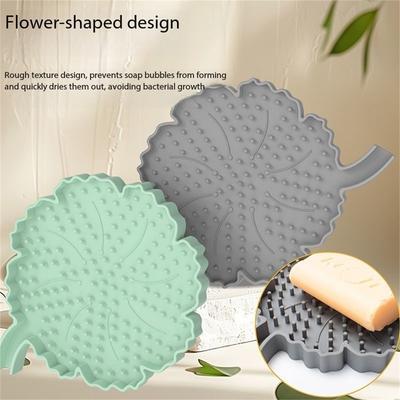 New Silicone Soap Dish with Self-Draining Function, Flower-Shaped Soap Dish, Bathroom Hanging Accessory