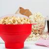 Hemma Kreativt Silikon Popcornhink Värmetålig Mikrovågssäker Med Handtag Lock Vikbar Popcornframställningsbehållare Daglig Användning