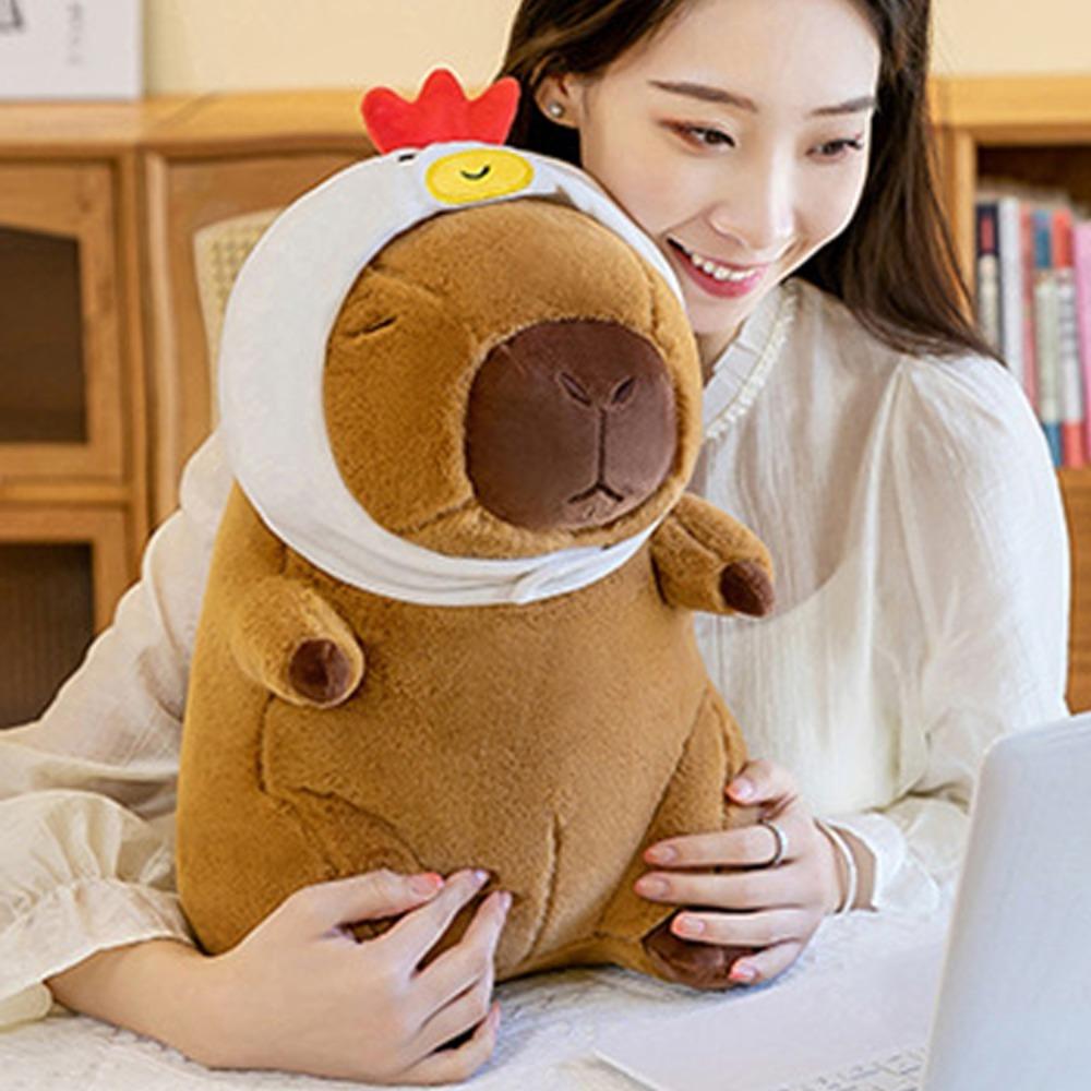 Cos Chick Capybara Plush Doll Red Cotton Coat Capybara Fluffty Doll Capybara Plush Toy  Kid Toy