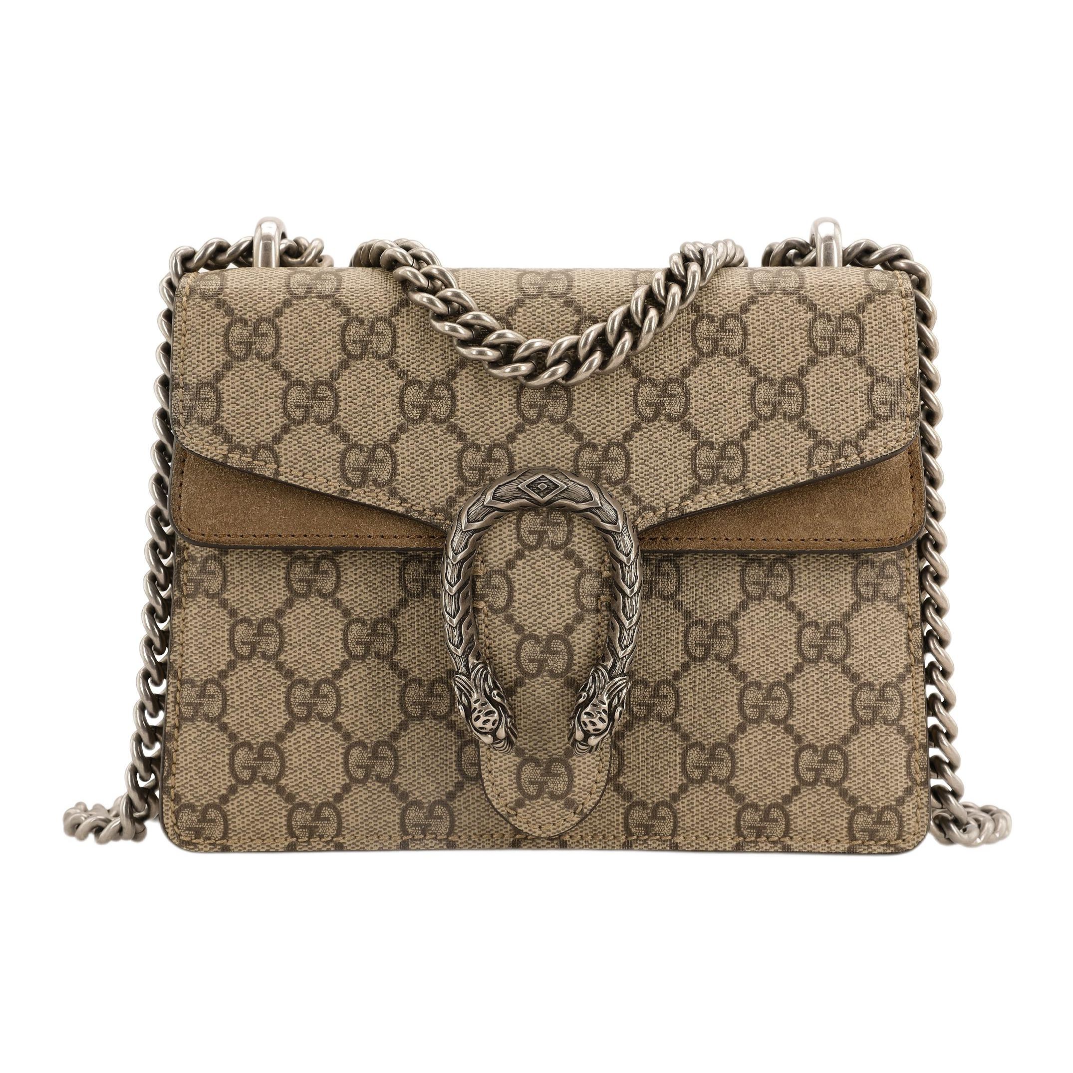 

Gucci Dionysus Tiger Head Buckle Logo Chain Shoulder Bag Canvas Crossbody Mini Women shoulder bag Ebony Beige 421970-KHNRN-8642 Basic Set (Bag+Dust Bag)