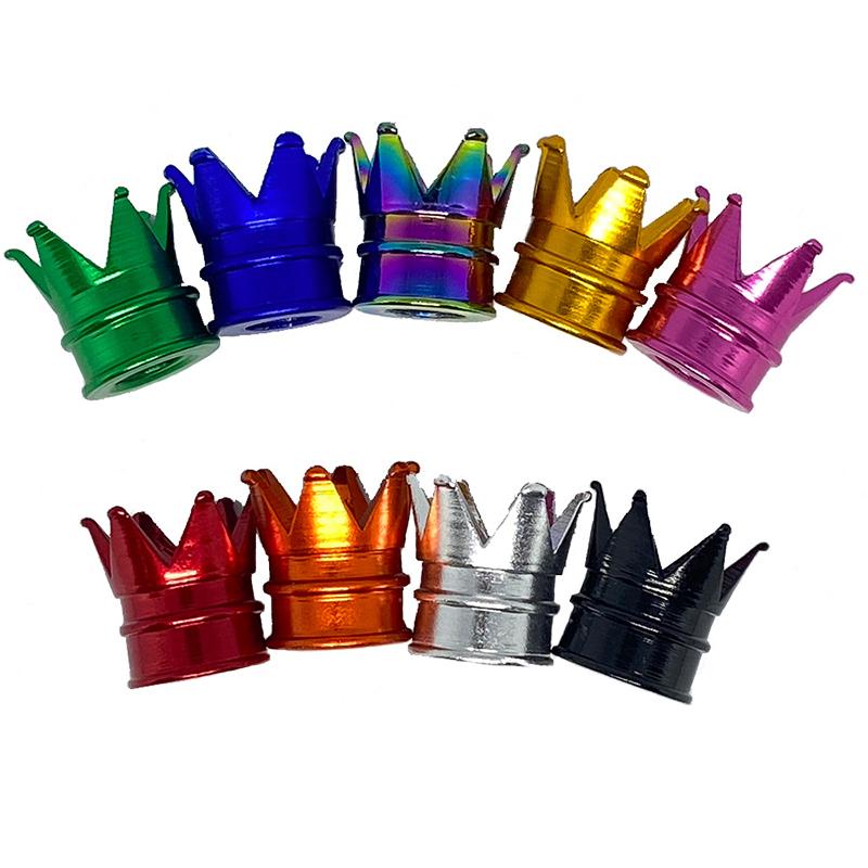4Pcs Car Motorcycle Crown Tire Valve Caps Car Wheel Air Valve Dustproof Caps Wheel Stem Air Valve Dust Covers Auto Accessories