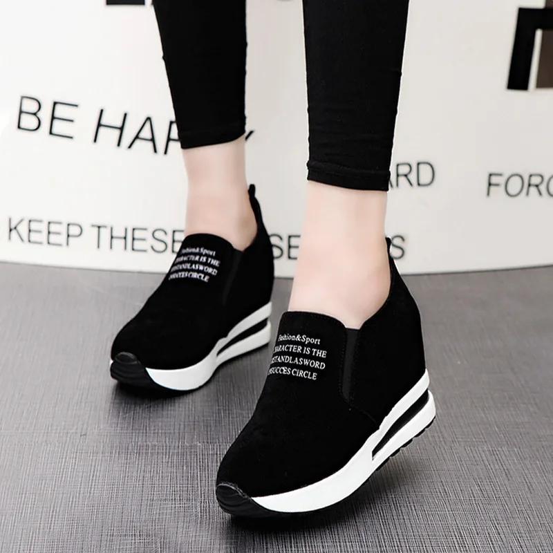 Platform Shoes for Women Casual Hidden Slope Heel Sneakers Women's Vulcanized Shoes Breathable Wedge Increase Shoes Women Tenis