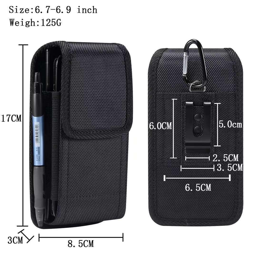 

Dual-Layer Oxford Cloth Mobile Phone Waist Bag with Belt Clip and Card Slot for Two Phones 167mm length universal