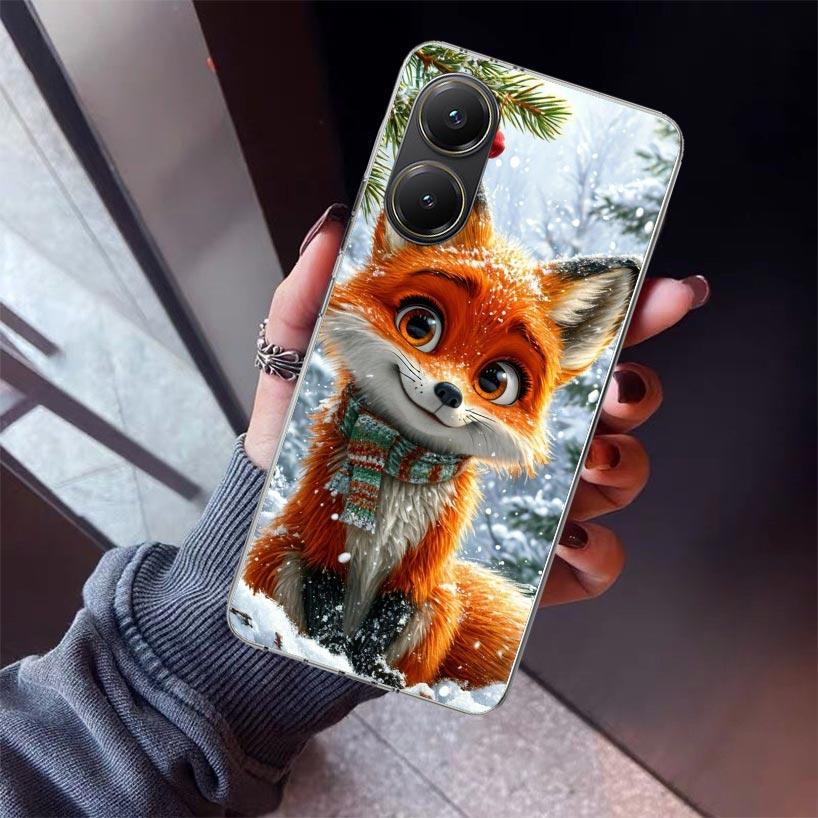 Animal Fox Phone Case For Xiaomi Poco X5 X6 X7 Pro F7 Ultra M7 Redmi 15C 15 13C 13 12C 12 10 10C 10A 9 9C 9T 9A Cover Poco X3 X5