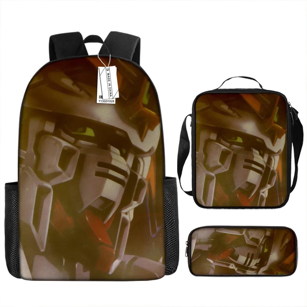 Gundam Backpack 3D Pattern Anime Backpack Student Printed School Bag Three-piece Set