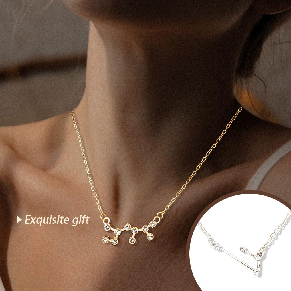 Ins Twelve Chic Friendship Necklace Sign Chain Jewelry Creative Charm Pendant DIY Rhinestone Zodiac for Lover Festival Gifts
