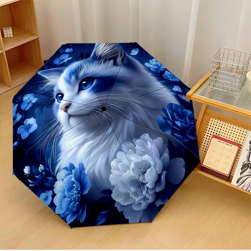 cartoon cat Printed umbrella windproof folding umbrella portable sun and rain umbrella suitable for gifting