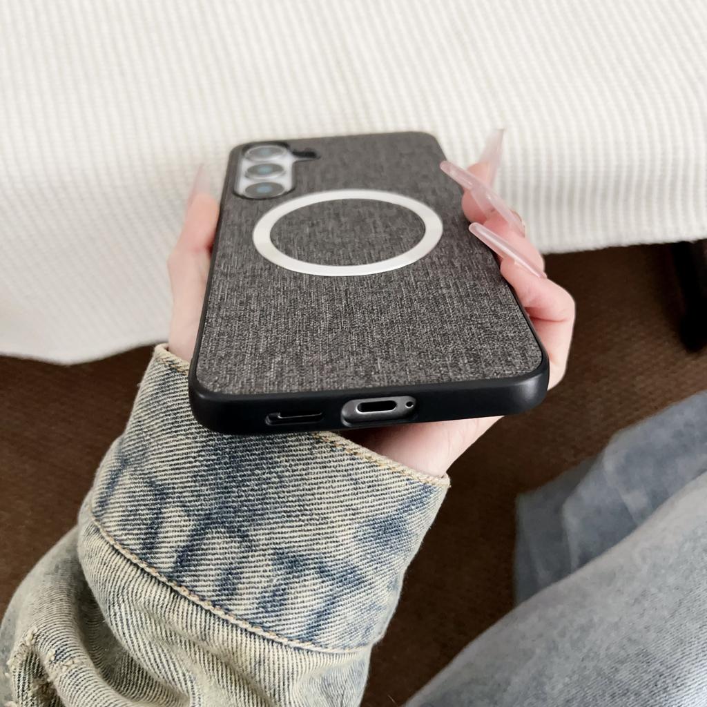 For Samsung Galaxy S25 Case Drop-Proof TPU+Cloth Back Phone Cover Compatible with MagSafe