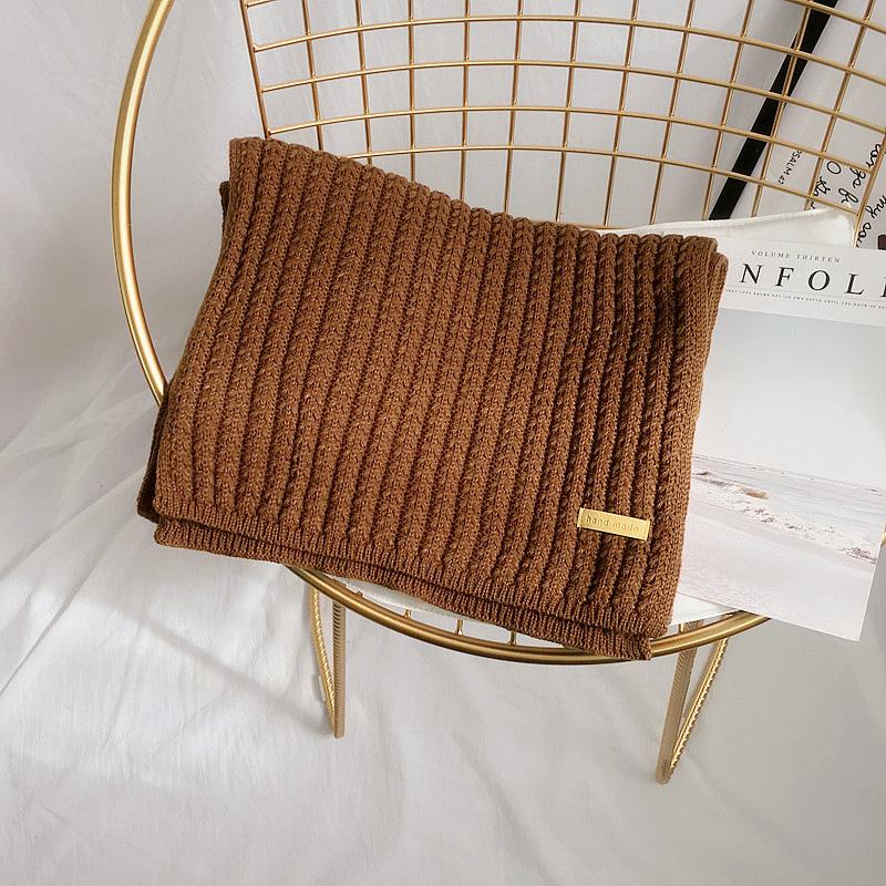 Harajuku Style Women's Scarf for Autumn Winter Thickened Warm Korean Style Solid Color Knitted Chunky Yarn Long Scarf