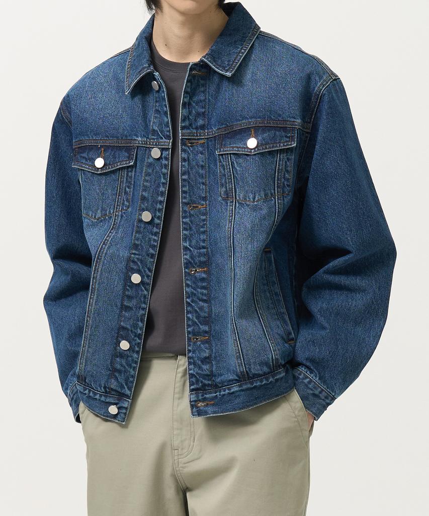 Toffee Washed Denim Trucker Jacket (Mid Blue)