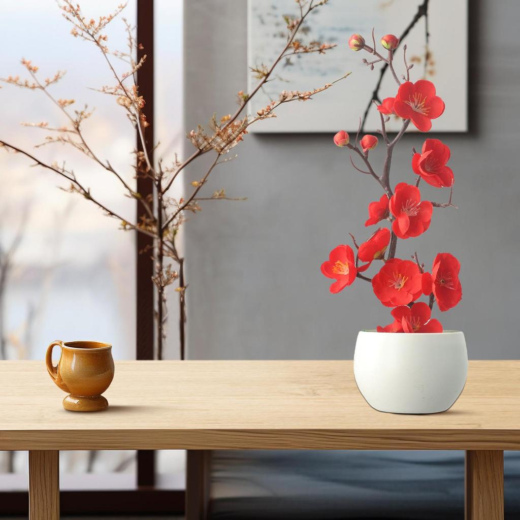 Plant Artificial Potted Flower Plastic Plum Table Decorative