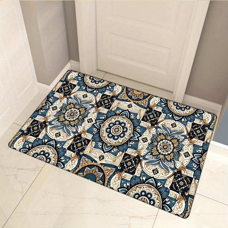 Moroccan vintage pattern theme Flannel-printed floor mats has a non-slip function is suitable entrances bathroom welcome carpets