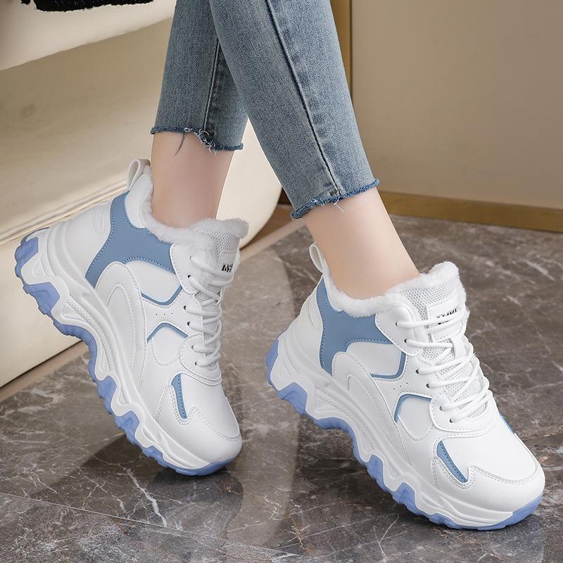 Thick-soled heightening shoes women's new winter warm and versatile sports and leisure shoes