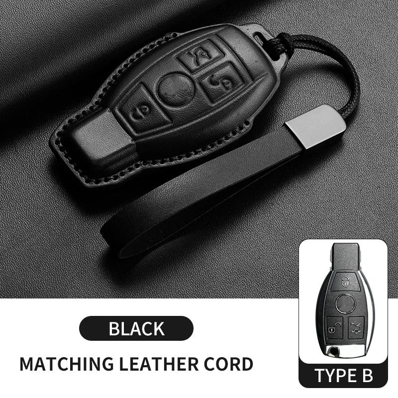 Leather Car Key Case Cover For Mercedes Benz E C G M R S Class W204 W212 W176 GLC CLA GLA AMG 2025 Key Shell Car Accessories