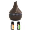 300ml Wood Grain Humidifier & Essential Oil Diffuser with 2 Aroma Oils  USB Desktop Hydration