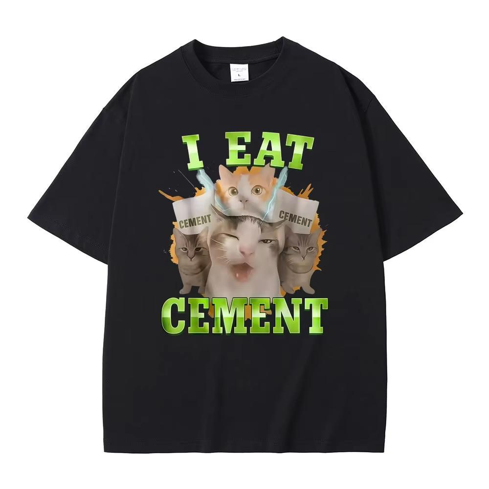 I Eat CeUnisext Funny Cat Meme Tshirt Stupid Ugly Cats Printed Tshirts Unisex Women Casual Vintage Oversized Short Sleeve T Shirts