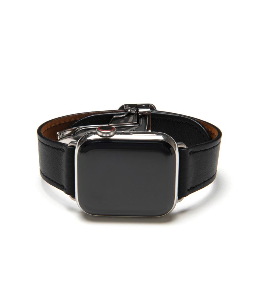 Adeo Apple Watch Matte Saturn Black Wide Leather Watch Strap
