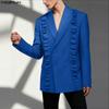 Oversized Men Notched Lapel Long Sleeve Casual Thin Blazer Coats