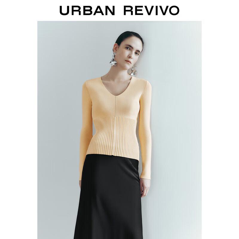 UR Damen V-Ausschnitt Rippstrickpullover