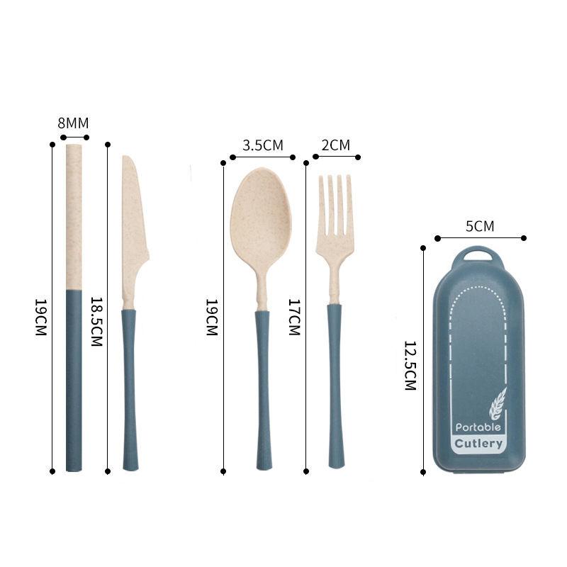4Pack Reusable Travel Utensils Set With Case Portable Folding Cutlery Set for Picnic Camping Wheat Straw Spoon Fork Knife Straw