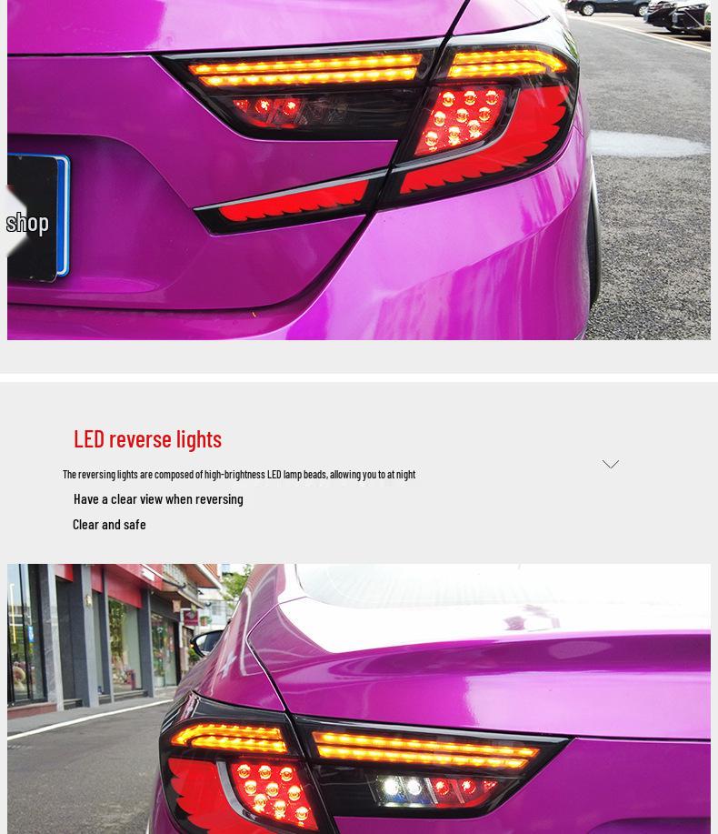 Honda Accord 10th Gen Dragon Scale LED Daytime Running Lights with Flowing Turn Signal & Double Reverse Rear Taillight Assembly