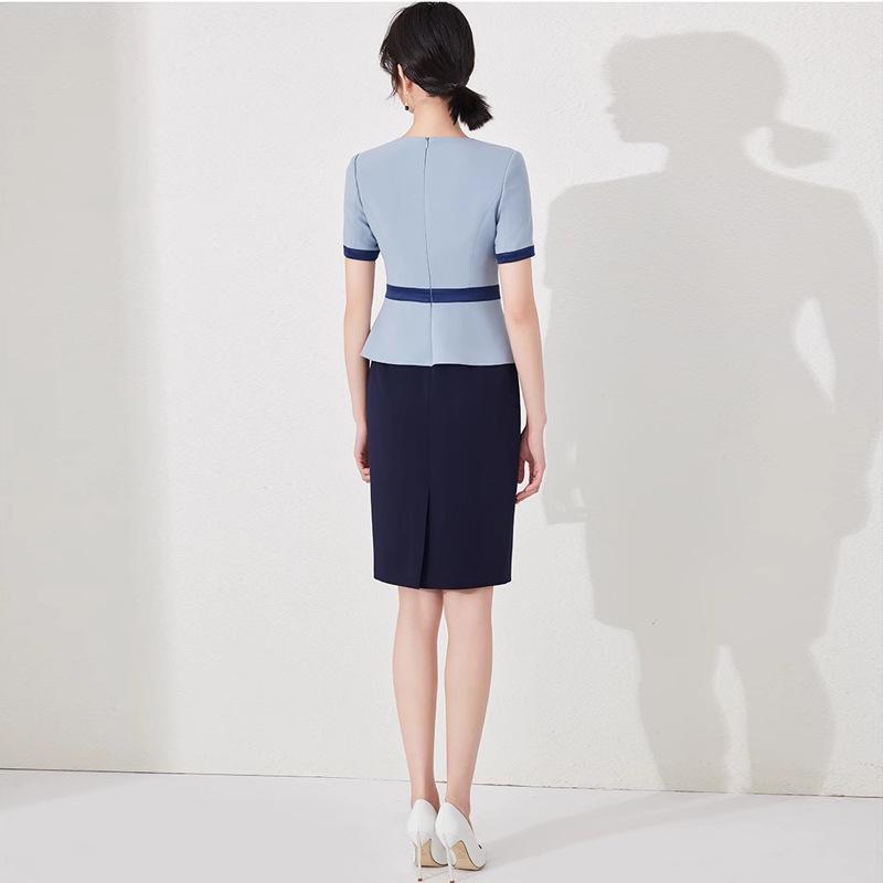 2024 Blue Two-Piece Style Dress: Women's Professional Fashion for Workplace Commute