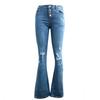 Mulheres Flare Jeans Mid Cintura Bell Jeans Stretch Slim Calças Jeans Comprimento