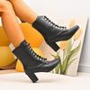 Men Women Plus Size Boots NonSlip LaceUp RoundToe PlusSize Rivet Front Lace Booties Fashion Round Toe Non Slip Wear Resistant Block Heel Shoes