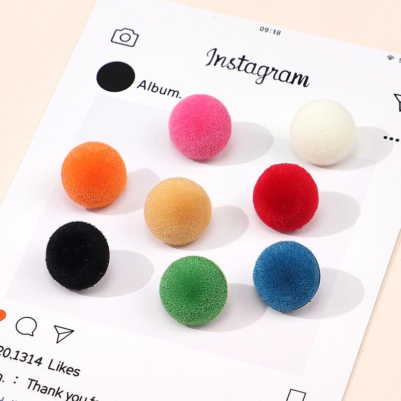 Colored Half-Round Flocked Mushroom Buttons: Plastic Sweater, Cardigan & Children's Decorative Accessories