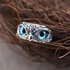Retro Blue Eyes Owl Adjustable Ring for Women