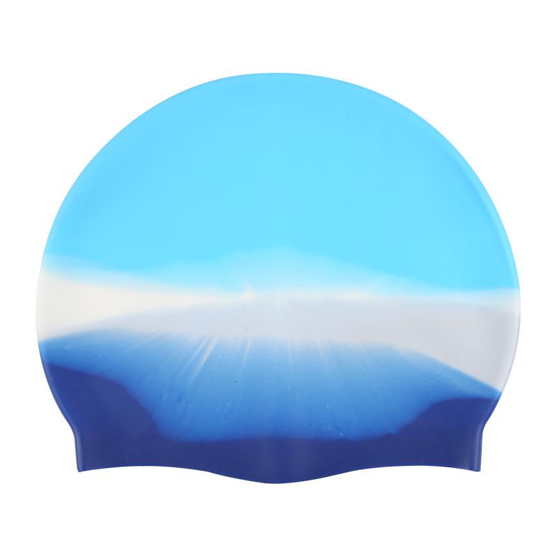Unisex Silicone Swim Cap with Gradient Color - Ear Protection & Moisture-proof for Dry Hair