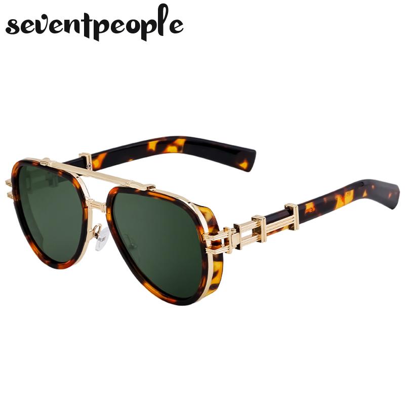 

Винтажные панк овальные солнцезащитные очки женские мужские Дизайн люксового бренда Модные стимпанк очки с двойной перекладиной для мужчин Ретро очки