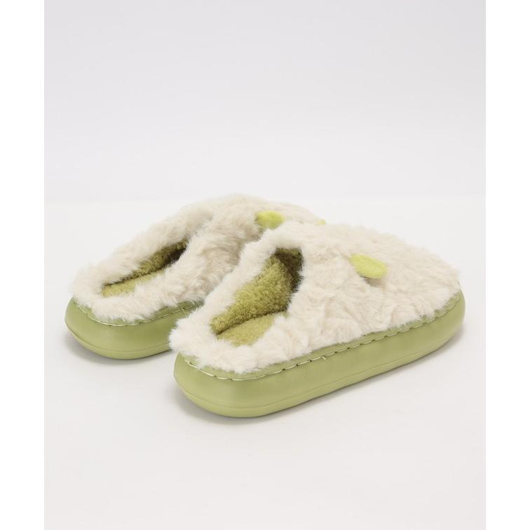 Boa Volume Flat Slippers with Ears, Women's Shoes, Shoes, Slippers, Spring, Autumn, Winter, Cold Protection, Warm, Fluffy, Fluffy, Cold Prevention,