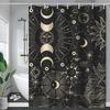 Sun And Moon Boho Mandala Printed Shower Curtain Black And White Celestial Shower Curtain Bathroom Decoration Bathtub Screen