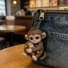 3D Printed Monkey Keychain Cute Monkey Holding Plush Toy Hanging Keychain for Backpack Car Keys Gift for Kids