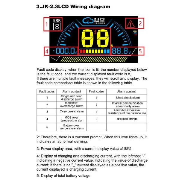 JIKONG BMS LCD Display 2.3 4.3 Inch Lithium Battery Smart Bms Accessories Intelligent Battery Level Indicator JIKONG BMS Monitor