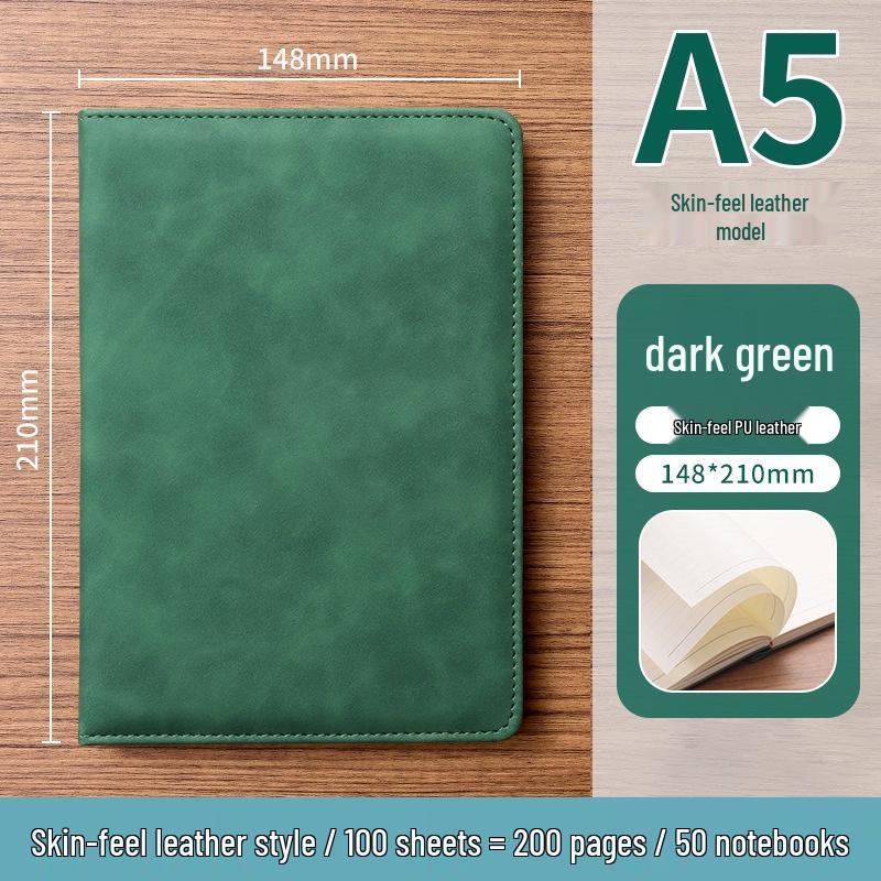 A5 Soft Leather Suede Notebook with Custom Logo - Simple B5 Business Meeting Journal, Large Thick Diary