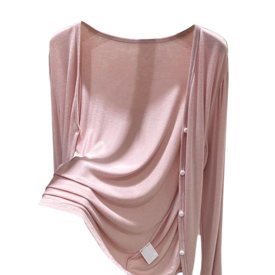 

Women s Summer Lightweight Cardigan Casual Long Sleeve Sun Protection Shirts Button Down Beach Cover Up Tops L розовый