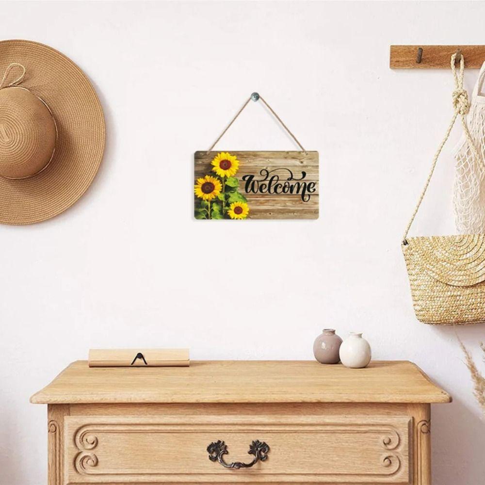 Lightweight Sunflower Welcome Sign Hanging Wooden Decoration Sign Welcome Door Sign  Kitchen